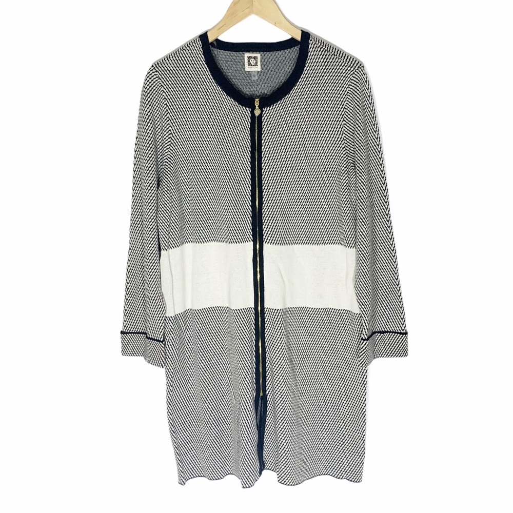 🎁 2/$20 NWT Anne Klein Longline Zip Front Cardigan L
